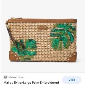 Straw Clutch Michael Kors with palm leaves